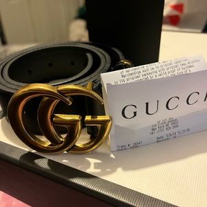 Authentic Gucci Antique Brass Double G Buckle Belt.